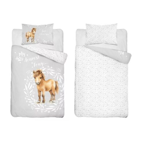 Pamut ágynemű huzat 90*120 cm - Szürke Poni