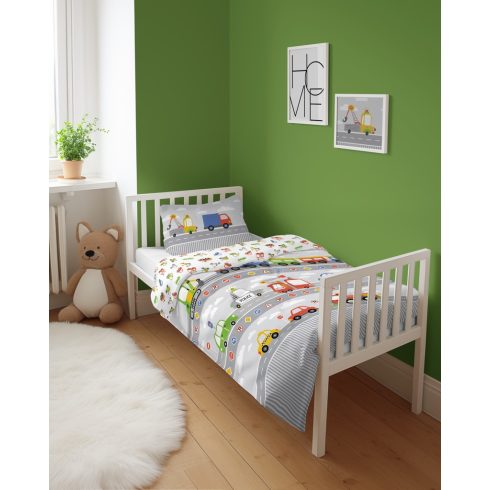 Pamut ágynemű huzat 100*135 cm - Járművek szürke 