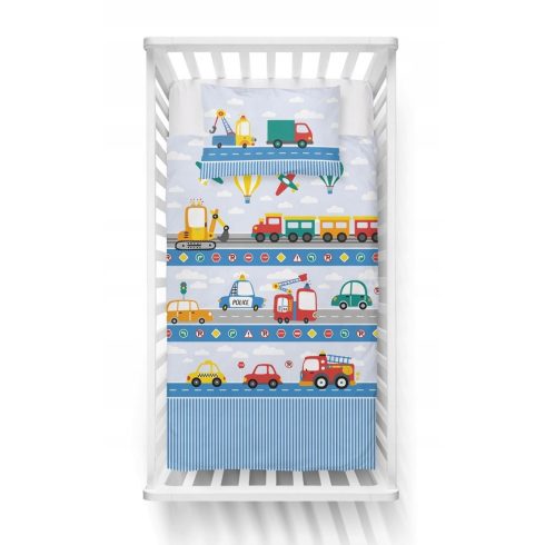 Pamut ágynemű huzat 90*120 cm - járművek kék 