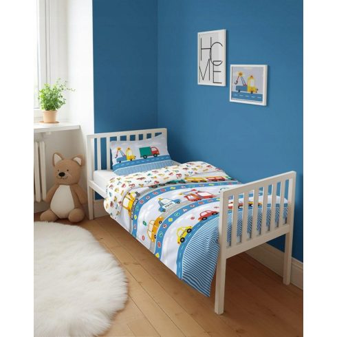 Pamut ágynemű huzat 90*120 cm - járművek kék 