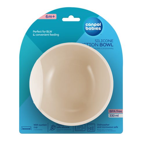 Canpol babies Szilikon tál tapadókoronggal 330 ml krém  6m+ 