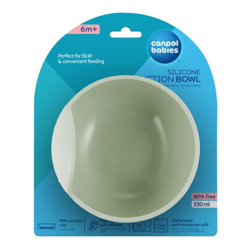 Canpol babies Szilikon tál tapadókoronggal 330 ml zöld  6m+ 