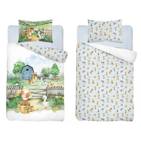 Pamut ágynemű huzat 90*120 cm - Farm kék