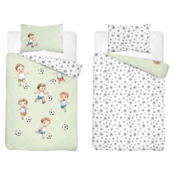 Pamut ágynemű huzat 100*135 cm - Kis focisták zöld