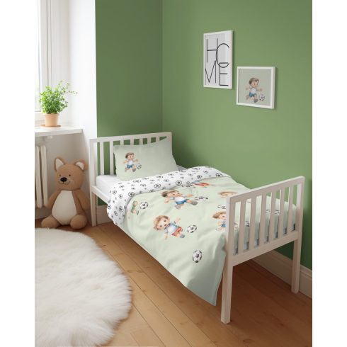 Pamut ágynemű huzat 100*135 cm - Kis focisták zöld