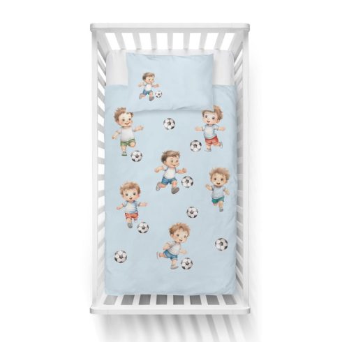 Pamut ágynemű huzat 90*120 cm - Kis focisták kék 