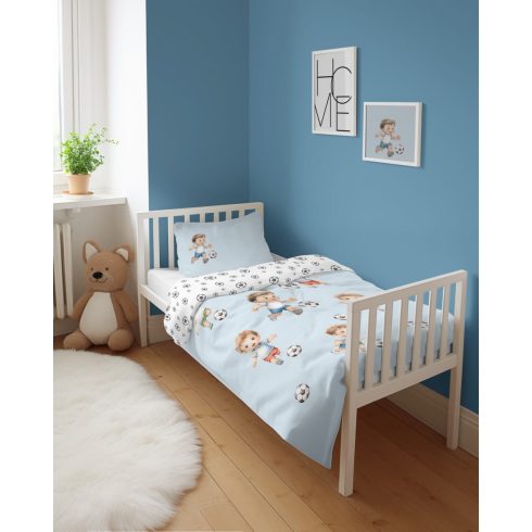 Pamut ágynemű huzat 90*120 cm - Kis focisták kék 
