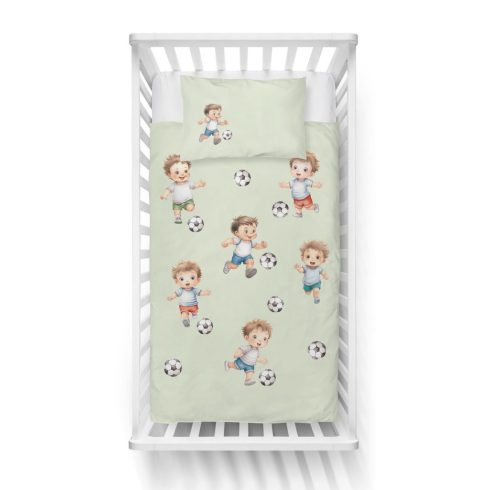 Pamut ágynemű huzat 90*120 cm - Kis focisták zöld