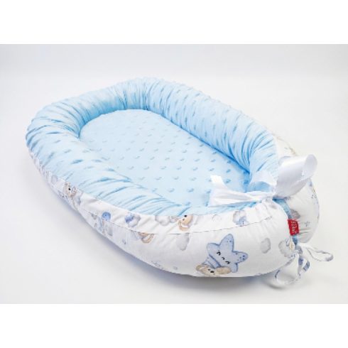 Scamp Minky-vászon babafészek - Light Blue Bear