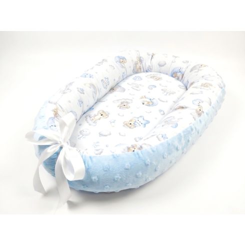 Scamp Minky-vászon babafészek - Light Blue Bear