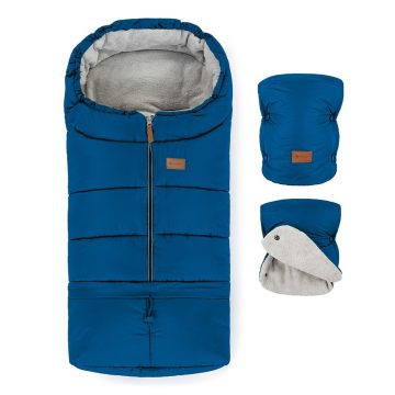   PETITE&MARS Téli szett Jibot 3in1 bundazsák + kézmelegítő kesztyű babakocsira - Jasie Ocean Blue