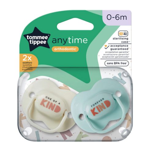 Tommee Tippee Anytime játszócumi 0-6 hó 2 db  - kék/krém