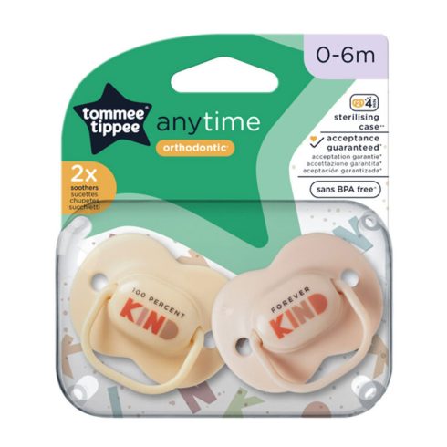 Tommee Tippee Anytime játszócumi 0-6 hó 2 db  - natúr/krém