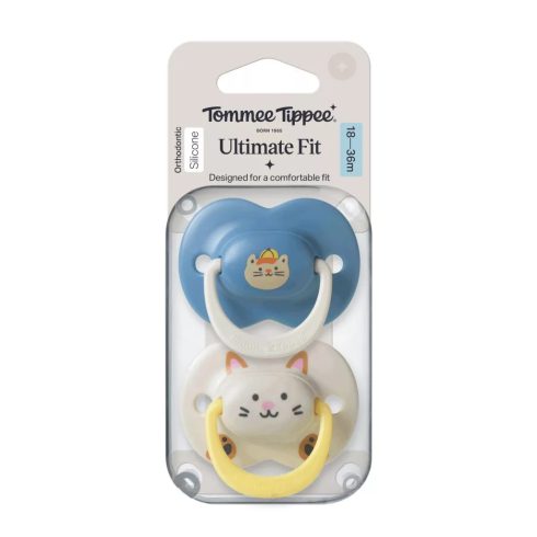 Tommee Tippee Ultimate Fit játszócumi 18-36 hó 2 db - cica mintával