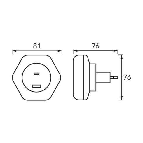 Strühm Ozil dugaljba dugható éjjeli fény, USB A+C csatlakozóval