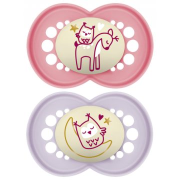   MAM Original Night 6+ szilikon nyugtató cumi 2 db - rózsaszín,lila