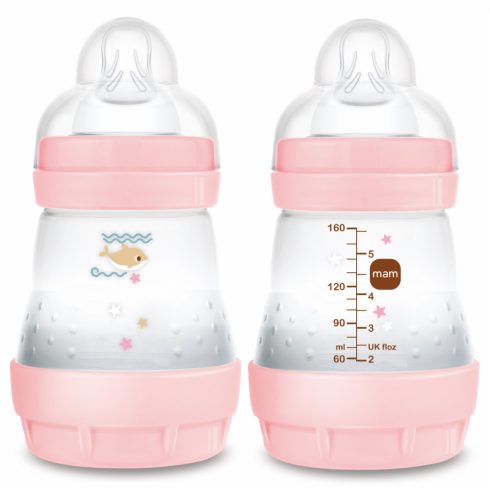 Mam 160 ml  Anti-Colic 0 hó + cumisüveg - rózsaszín bálna 