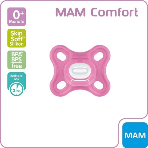 MAM Comfort szilikoncumi 0+  rózsaszín