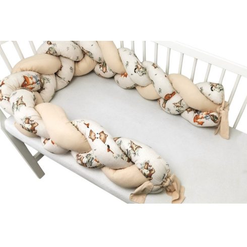 Baby Shop prémium fonott fejvédő kiságyba 220cm - Róka és barátai 