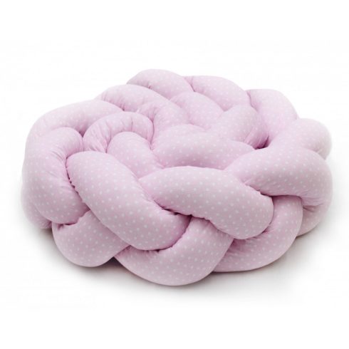 Prémium fonott fejvédő kiságyba 210cm - rózsaszín pöttyös 