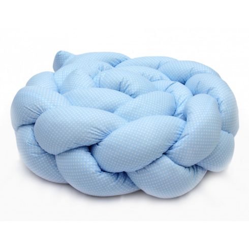 Prémium fonott fejvédő kiságyba 210cm - kék pöttyös 