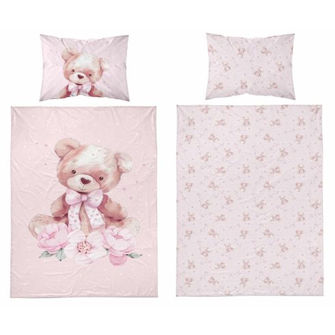 Pamut ágynemű huzat 90*120 cm - Maci rózsaszín 