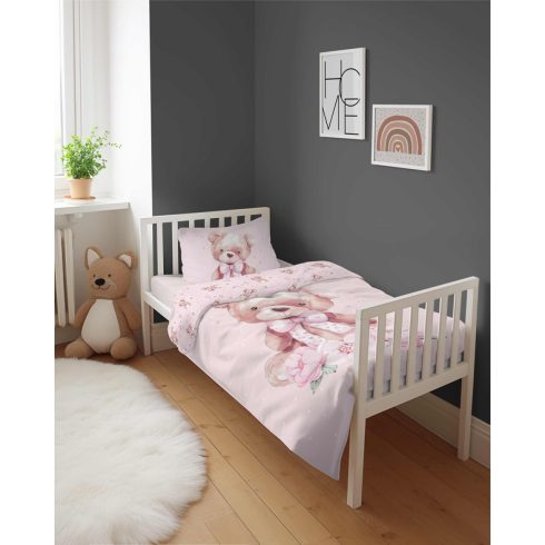 Pamut ágynemű huzat 90*120 cm - Maci rózsaszín 