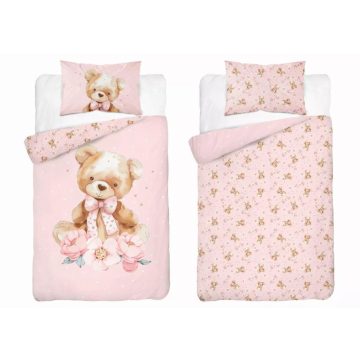 Pamut ágynemű huzat 100*135 cm - Maci púderrózsaszín 