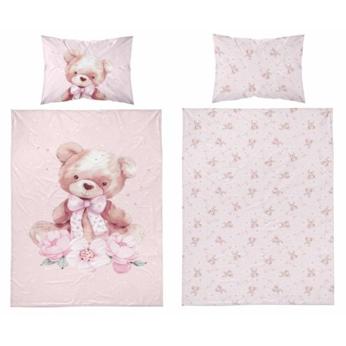 Pamut ágynemű huzat 100*135 cm - Maci rózsaszín 