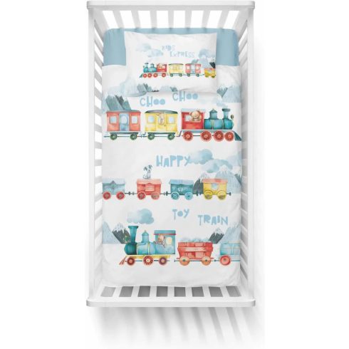 Pamut ágynemű huzat 100*135 cm - Vonat 