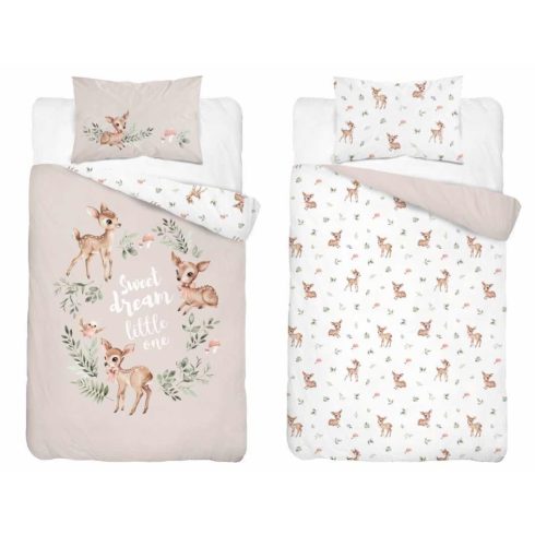 Pamut ágynemű huzat 90*120 cm - Kis őzikék bézs