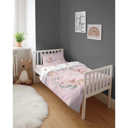 Pamut ágynemű huzat 90*120 cm - Kis őzikék rózsaszín 
