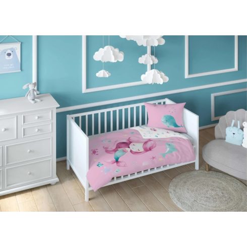 Pamut ágynemű huzat 100*135 cm - Sellő rózsaszín