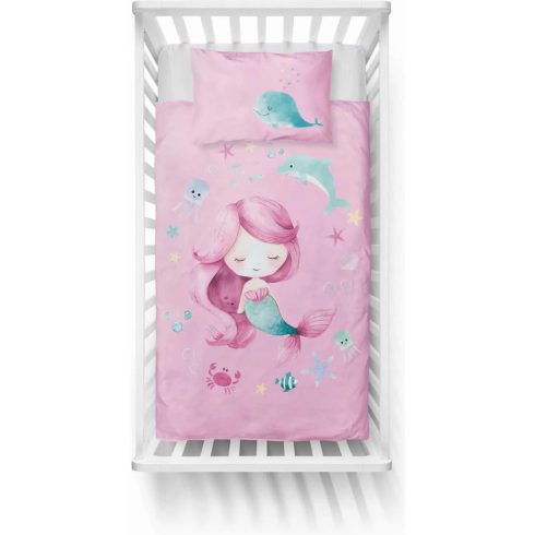 Pamut ágynemű huzat 100*135 cm - Sellő rózsaszín