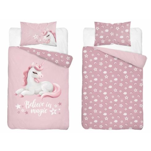 Pamut ágynemű huzat 90*120 cm - Believe in magic púderrózsaszín 