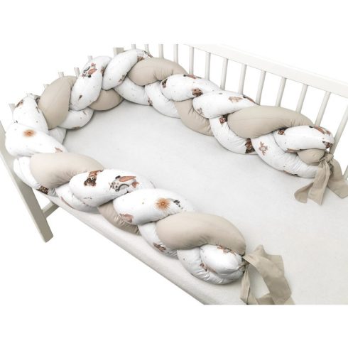 Baby Shop prémium fonott fejvédő kiságyba 250cm - Bézs maci