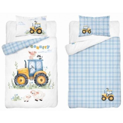 Pamut ágynemű huzat 100*135 cm - Sárga traktor