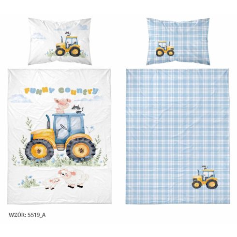 Pamut ágynemű huzat 100*135 cm - Sárga traktor