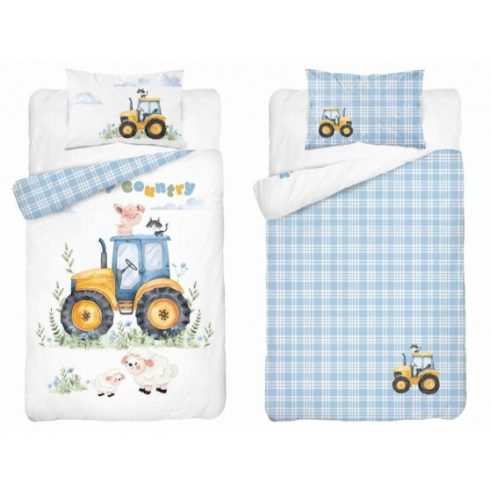 Pamut ágynemű huzat 100*135 cm - Sárga traktor
