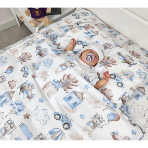 Baby Shop 2 részes babaágynemű 90x120 cm - Kék repülő maci 