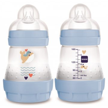 Mam 160 ml  Anti-Colic 0 + cumisüveg - kék bálna