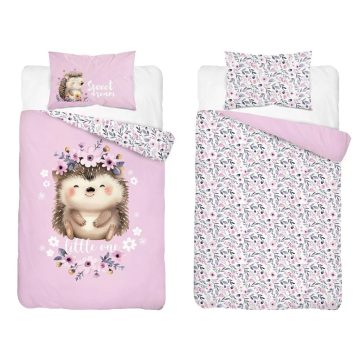 Pamut ágynemű huzat 100*135 cm - Süni rózsaszín