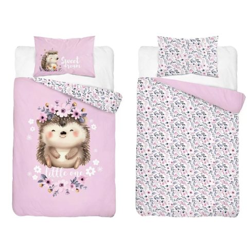 Pamut ágynemű huzat 100*135 cm - Süni rózsaszín