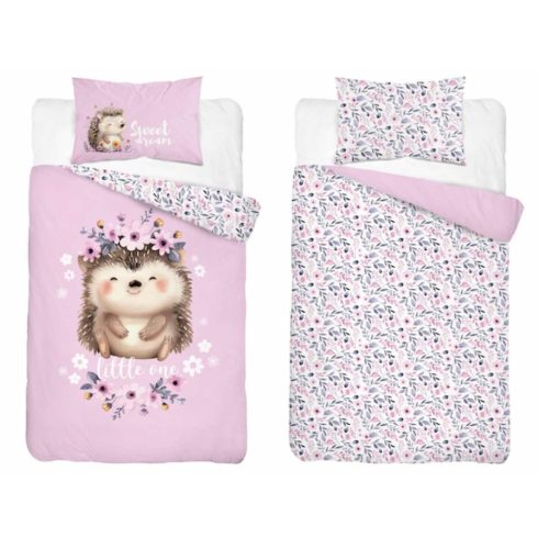 Pamut ágynemű huzat 100*135 cm - Süni rózsaszín