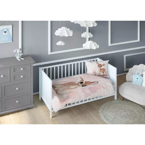 Pamut ágynemű huzat 90*120 cm - Őzike púderrózsaszín 