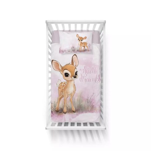 Pamut ágynemű huzat 90*120 cm - Őzike rózsaszín 