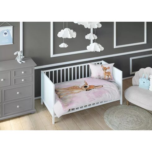 Pamut ágynemű huzat 90*120 cm - Őzike rózsaszín 