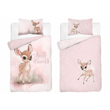 Pamut ágynemű huzat 100*135 cm - Őzike púderrózsaszín 