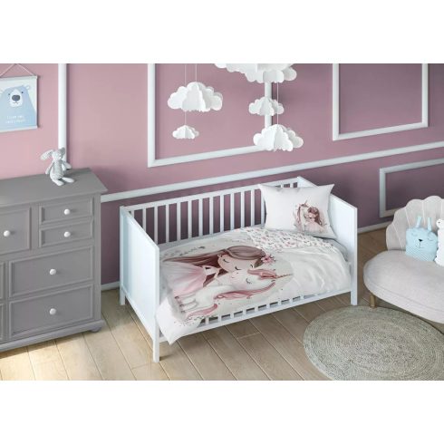 Pamut ágynemű huzat 90*120 cm - Egyszarvú rózsaszín