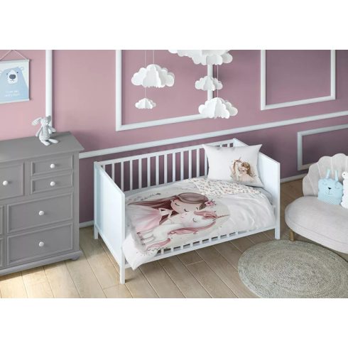 Pamut ágynemű huzat 100*135 cm - Egyszarvú púderrózsaszín